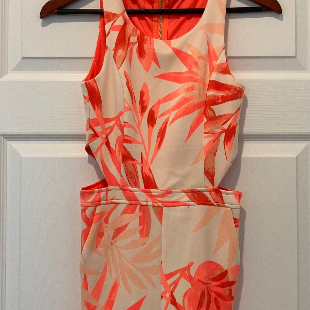Bebe Orange and beige design Romper